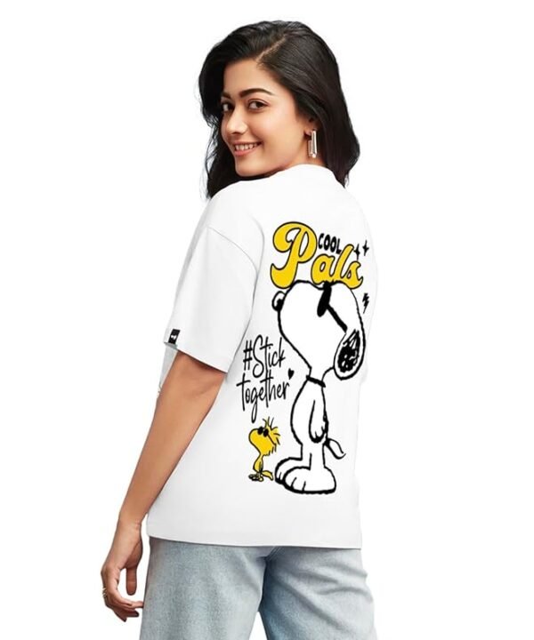 Women's 100% Cotton Graphic Print Oversized Fit Round Neck T-Shirt