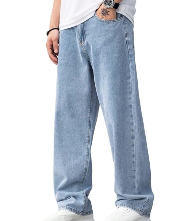 Men's Jeans | Relaxed Fit | Cotton Blend Denim | Mid-Rise Waist | Stretchable & Comfortable | Light Blue Wash